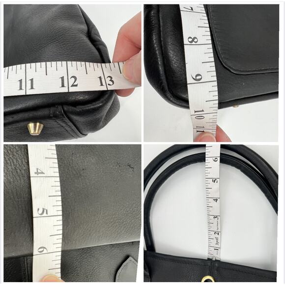 Clava Leather Tassel Handbag Black Leather Top Handle Bag Removable Pouch FLAW - Picture 10 of 10